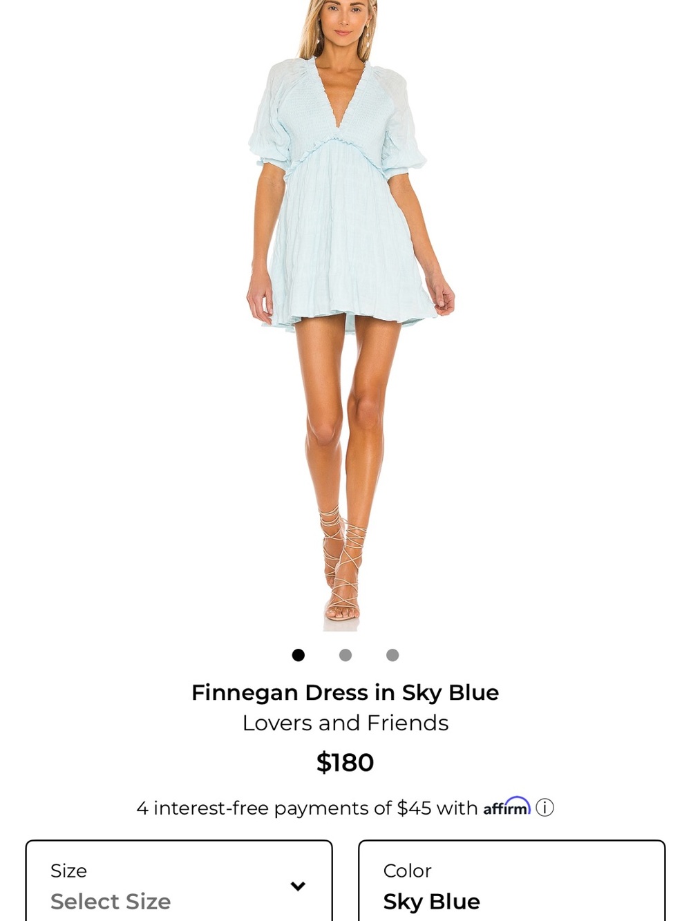 Lovers + Friends Sky Blue Mini Dress